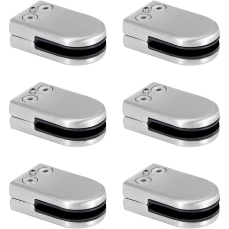 Glass Clamp, Stainless Steel Glass Clamp 6-8mm Glass Clamp Brackets Adjustable Glass Clamp Flat Back Connection for Balustrades Stair Handrail 6pcs