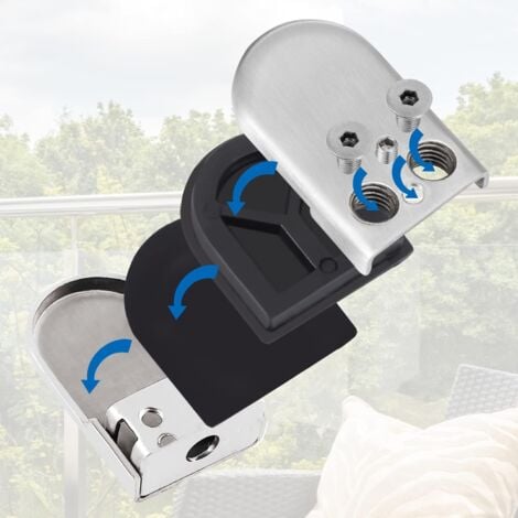 Glass Clamp, Stainless Steel Glass Clamp 6-8mm Glass Clamp Brackets Adjustable Glass Clamp Flat Back Connection for Balustrades Stair Handrail 6pcs
