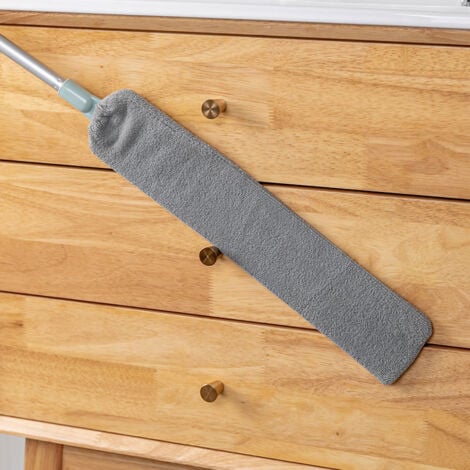 Telescopic Feather Duster, Microfiber Duster with Stainless Steel Handle, Washable Flexible Dusting Brush for Sofa, Bed, Furniture, Floor, Household Dust