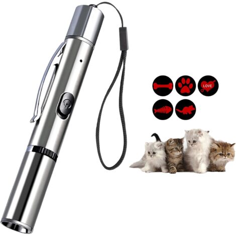 Interactive Cat Toys, Interactive Cat Toys with LED Light, 5 in 1 Adjustable Pattern Cat Training Device Interactive Toys - USB Rechargeable
