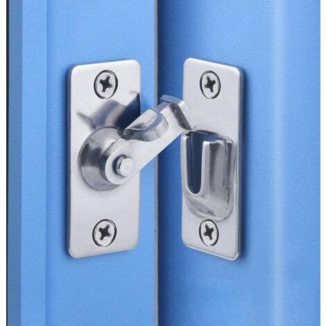 90 Degree Right Angle Stainless Steel Door Lock Used for Wooden Fences, Doors and Windows, Sliding Doors (Silver 2) (1/5)