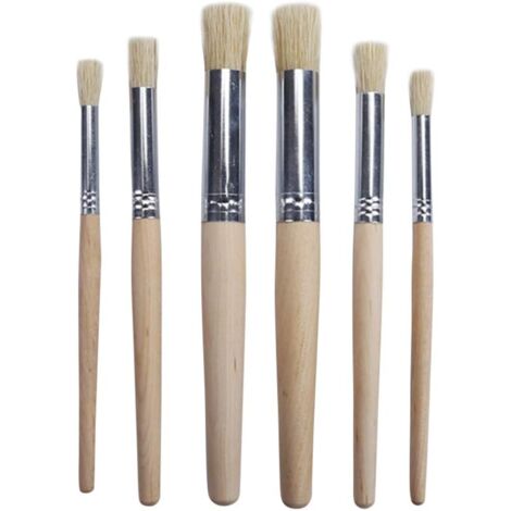 Bristle Brush, Professional Painting Brush, Wooden Handle Brush for Acrylic, Oil, Watercolor Painting, 6 Pack (1/5)