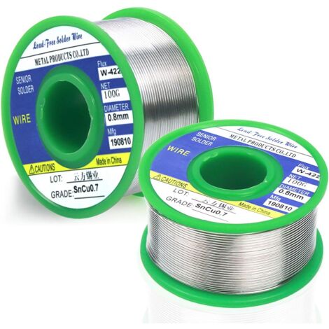 2pcs 0.8mm Lead Free Solder Wire 200g, Sn 99.3 Cu 0.7 Solder Wire with Rosin Core for Tin Soldering for Electric Soldering, Electrical Soldering and DIY (1/5)