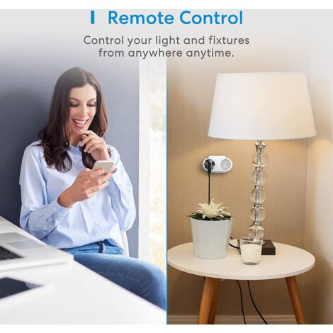 Connected socket (Type F), intelligent socket compatible with Apple HomeKit, Siri, Alexa, Google Home and Google Nest, programmable WiFi socket with voice command and remote control (1 piece)
