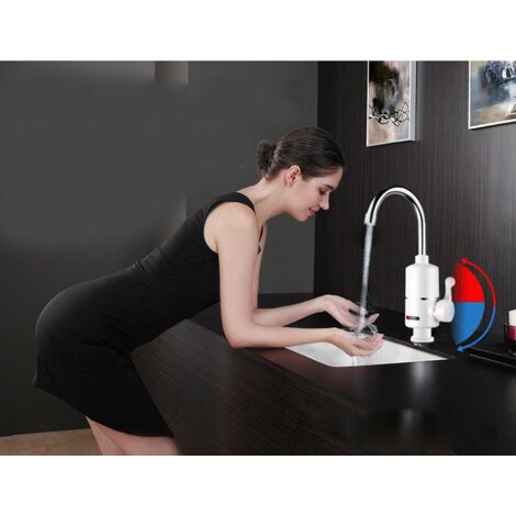 Electric Basin Faucet - Frame + Hot and Cold Mixer - Electric Instantaneous Water Heaters and Water Heaters, European Specifications, G1/2 (Water Bottom)