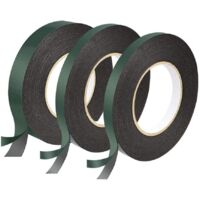 3 Rolls Double Sided Tape, Black Double Sided Tape 12mm, 12mm, 25mm, Extra Strong Foam Tape, Waterproof Insulating Sponge Tape, Anti Shock, Thermal Heat