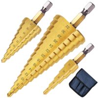 3pcs Metal Step Drill Bits 4-12/20/32mm Titanium Tapered Triangular Metal Step Drill Bit Hex Shank Step Drill Bit for Screwdriver on Metal Steel Wood Brass Aluminum Plastic