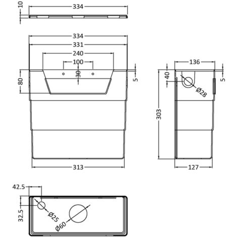 Universal Side Entry Concealed Toilet Cistern WC with Dual Flush Polished Chrome Square Button - Includes WRAS Internals & Pipe