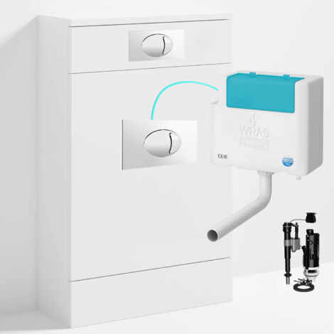 Gloss White 500 x 200mm Back to Wall WC Unit with Concealed Toilet Cistern Set - Bottom Entry