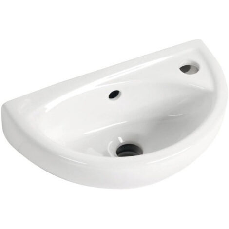 Gloss White 400mm Compact Ceramic Wall Hung Bathroom Cloakroom Basin Sink (1/3)