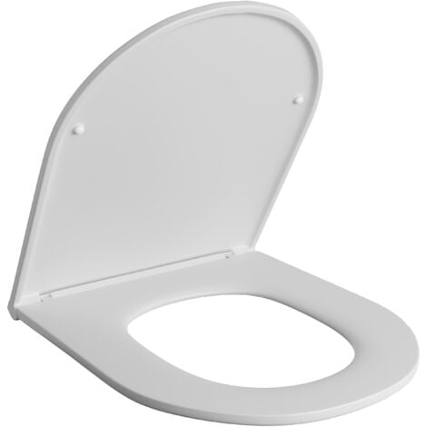Genuine RAK Resort D Shape Toilet Seat Soft Close Quick Release - Gloss White Slimline Sandwich