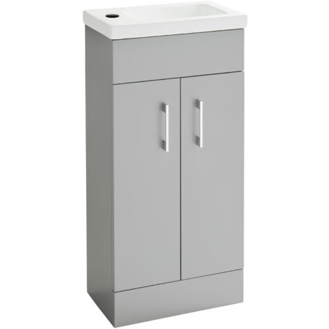 Matt Stone 400mm Bathroom Cloakroom Vanity Unit Basin Sink Compact Cabinet
