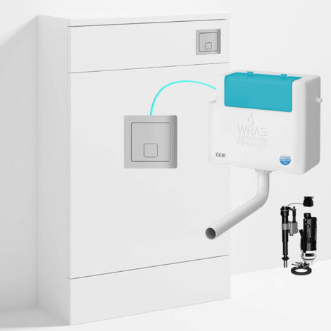 Gloss White 500 x 200mm Back to Wall WC Unit with Concealed Toilet Cistern Set - Side Entry