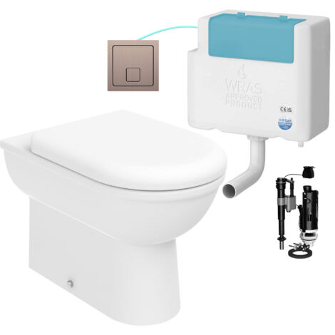 Gloss White D Shape Back to Wall Toilet and Concealed Cistern Set - Bottom Entry (1/4)