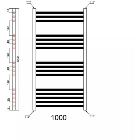 Polished Chrome 1000 x 400mm Heated Bathroom Towel Rail Warmer Ladder Radiator