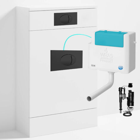 Gloss White 500 x 200mm Back to Wall WC Unit with Concealed Toilet Cistern Set - Side Entry (1/4)
