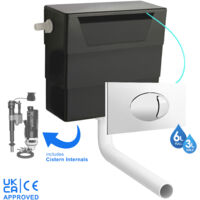 Universal Side Entry Concealed Toilet Cistern WC with Dual Flush Polished Chrome Plate - Includes WRAS Internals & Pipe