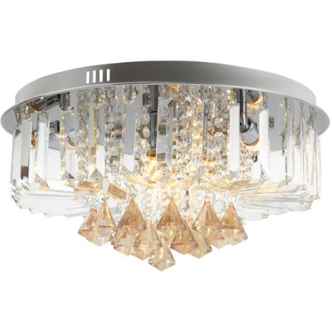 Lámpara de araña de cristal, lámpara de araña moderna de cristal, lámpara de techo de cristal con tres temperaturas de color, lámpara colgante para comedor, dormitorio, sala de estar (1/5)
