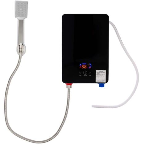 Calentador de agua eléctrico pequeño, 6500 W, set de ducha, calentador de agua instantáneo, temperatura del agua precisa, impermeable, altura ajustable, seguridad