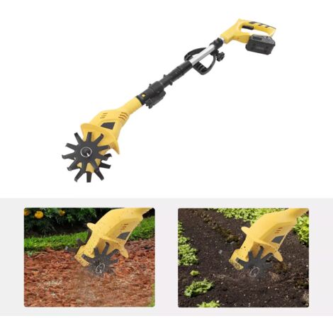 Rotavator Eléctrico De Jardín 250 RPM Motoazada Cultivador con Batería Cultivador De Mano Eléctrico Inalámbrico，Barra Telescópica,con Batería Y Cargador,para Arar, Volcar, Cavar Zanjas, Desmalezar