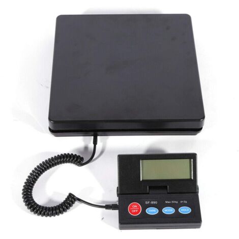 Báscula digital para paquetes, 50 kg/2 g, robusta báscula de plataforma industrial, báscula de cartas con pantalla externa y gran potencia de pesaje