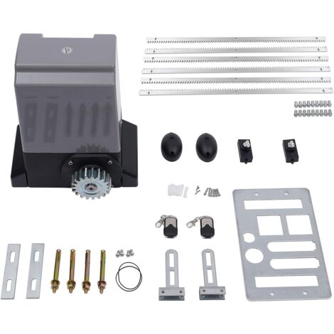 1200KG Motor Puerta Corredera 550W Kit Motores para Puertas Correderas, Kit Motor Puerta Garaje Kit de Jardín con 6x 1M Cremallera, Motor Puerta Xorredera, 2 Control Remoto