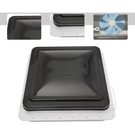 Ventana de techo para claraboya, 42 x 42 cm, ventilación para autocaravana, ventilador de techo, ventana push-pull, color blanco y negro