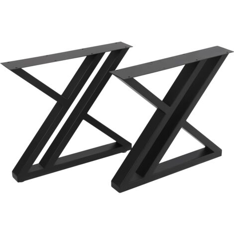 Patas de mesa de metal con estructura en X, 2 unidades, estructura de mesa de acero, patas para muebles con 4 protectores de suelo para mesa de comedor, escritorio, banco, mesa de centro (1/5)