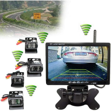 cámara de Visión Trasera Inalámbrica de Visión Nocturna 4x, asistencia de estacionamiento inalámbrica con Monitor Inalámbrico LCD de 7", Visión Nocturna, Cámara inalámbrica IP67 para automóvil para Re