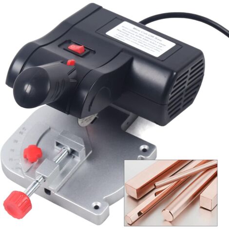 Sierra ingletadora eléctrica de 90 W 4500 RPM para cortar madera y metal, corte a 45°, mini corte, sierra ingletadora con hoja de sierra para metales y resina