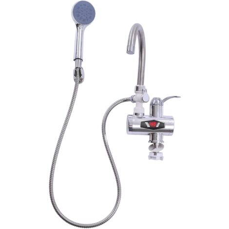 Grifo eléctrico de 3000 W con indicador de temperatura LED, grifo de calefacción instantánea con ducha de mano para cocina y baño (1/5)