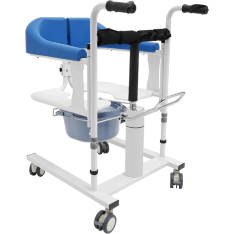Silla Ducha Mayores con Ruedas, Silla Transferencia Ancianos, Grúa de Paciente, Capacidad: 90kg, Silla WC Personas Mayores Portátil, Silla Elevadora Para Traslado de Pacientes Altura Regulable