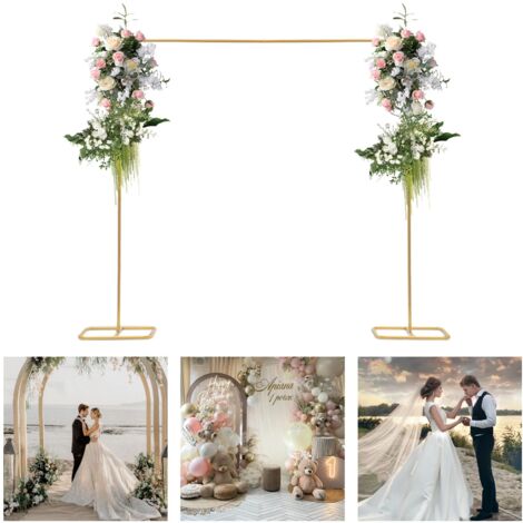 2 m x 2,1 m Arco de fondo para bodas, decoración de fondo, soporte de arco cuadrado, metal, cuadrado, para bodas, decoración de jardín