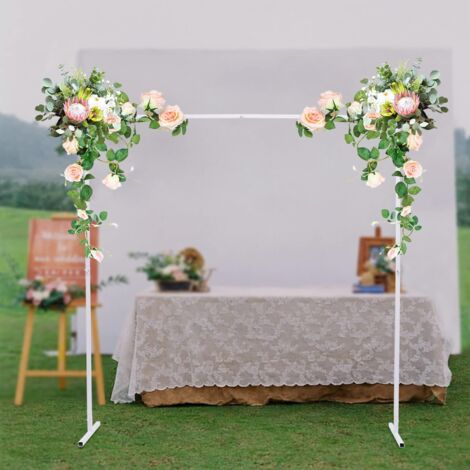 Arco de Boda Soporte de Boda, Arco de Boda Rectangular, Arco de Flores Soporte de Arco de Globos Fiesta Decoración de Fondo para Bodas Fiesta 2 x 2 m Blanco (1/5)