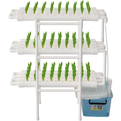Hydroponic System Grow Kit 108 Sitios de Plantas 3 Capas PVC Hidropónico para Cultivo Acuático de Plantas de Jardín y Experimento Hidropónico Vegetal, 96 × 55 × 111 cm