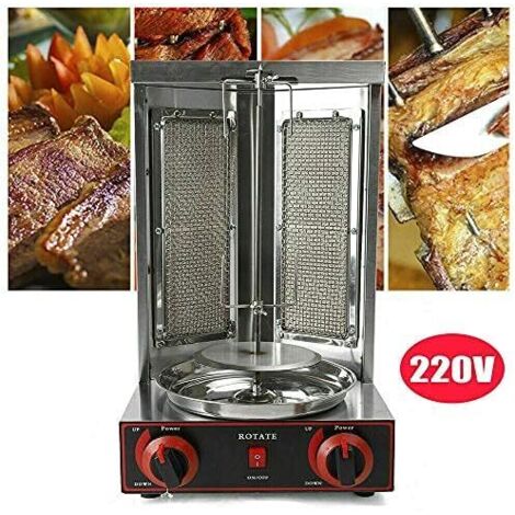 Máquina de kebab vertical con interruptor de control de temperatura y horno de asar, 3000 W, alimentación a gas o eléctrica