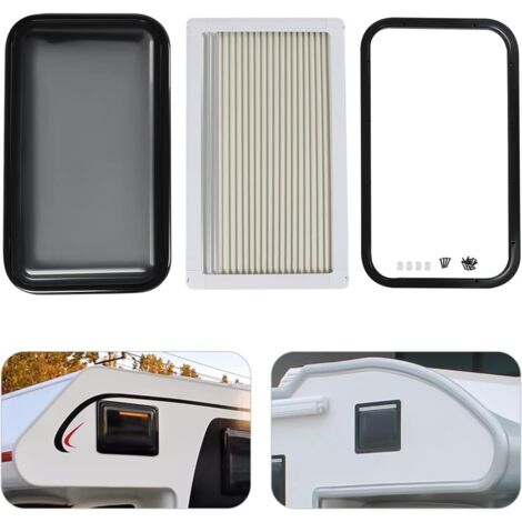 Ventana lateral para caravana, autocaravana, 700 x 400 mm, persiana para autocaravana, para todo tipo de autocaravanas, coches modificados, color negro