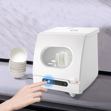 Minilavavajillas de 800 W, lavavajillas de encimera, lavavajillas portátil silencioso, con 5 programas y control táctil para lavar platos, tazas y vasos, para el hogar y la oficina