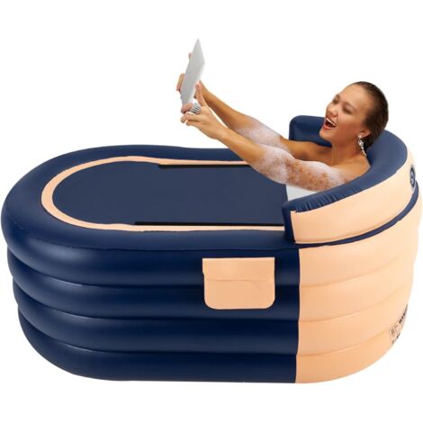 Bañera inflable para adultos con bomba de aire eléctrica inalámbrica para baño de agua caliente de lino