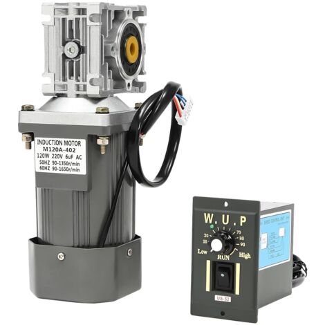 Motorreductor de tornillo sin fin de 220 V y 120 W con regulador, velocidad ajustable y doble rodamiento de bolas, con función de inversión de giro.