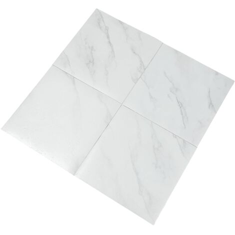 Juego de 32 baldosas autoadhesivas de PVC - Suelo vinílico impermeable - Mármol blanco - 30 x 30 cm - Para baño, cocina, salón, dormitorio
