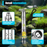 Bomba solar para pozos profundos, CC 24 V, 370 W, carcasa de acero inoxidable, bomba sumergible de 65 m, caudal nominal de 2 m³/h, bomba de agua sumergible para pozos, riego de granjas