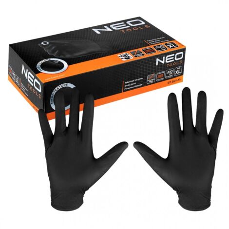 Confezione da 100 guanti in nitrile neri NEOTOOLS (1/5)
