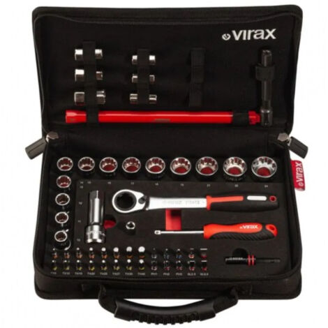 Kit idraulica VIRAX PLOMBIBOX da 51 pezzi con cricchetto a 72 denti e chiave per dado rubinetto 13 mm