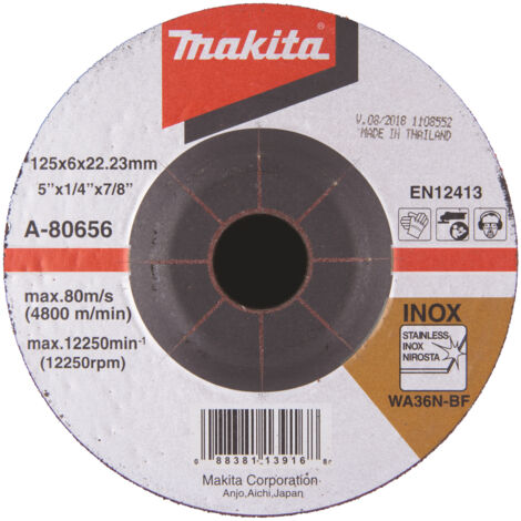 Afilador de acero inoxidable para amoladoras angulares 125 x 6 x 22,23 MAKITA A-80656 (1/4)