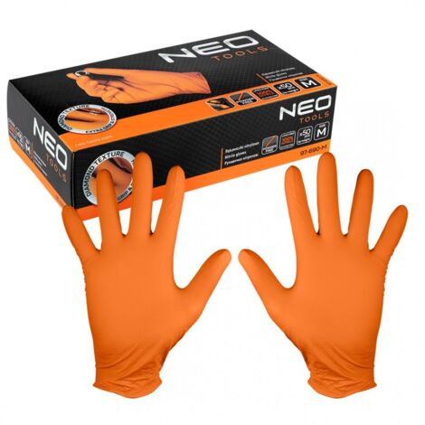 Caja de 50 guantes de nitrilo perforados naranjas NEOTOOLS