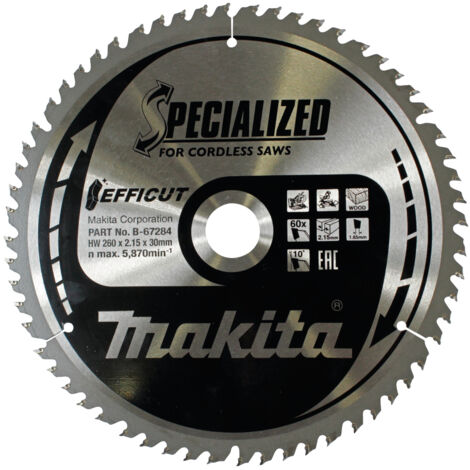 Hojas de sierra "EFFICUT" para madera, para sierras radiales inalámbricas MAKITA (1/3)
