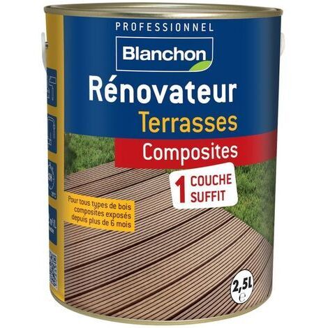 Blanchon – Rénovateur terrasses composites 2,5L – Entretien en 1 couche pour bois composite – Incolore – Utilisation extérieure sans odeur