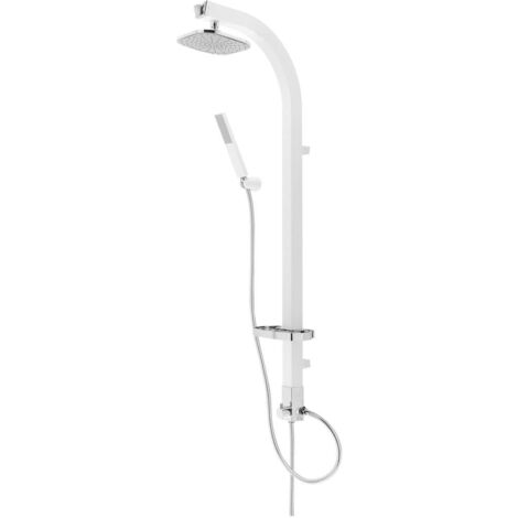 Schütte – Colonne de douche sans robinetterie – Douche de tête carrée 25 x 20 cm – Finition chrome – Flexible 1,5m – Montage mural ou en angle (1/3)