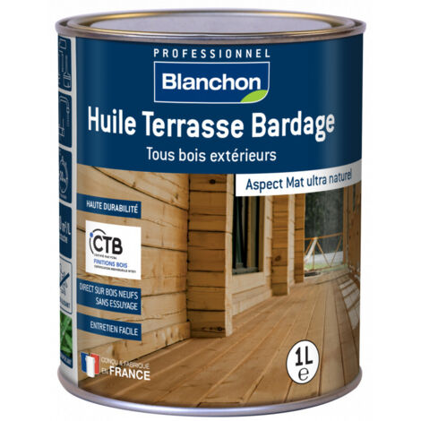 Blanchon – Huile pour bois grisé 1 L – Imprègne et protège tous bois – Haute résistance aux UV – Application facile en 2 couches